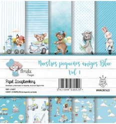 KIT DE PAPEL SCRAPBOOKING NUESTROS PEQUEÑOS AMIGOS BLUE VOL.1 (SET 6 PAPELES)