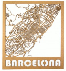 Mapa de madera de Barcelona